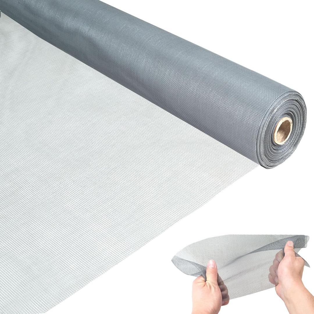 Thinkahead Window Screen Replacement, Fiberglass Screen Material Mesh Roll 36 inch X 100 feet, Durable Easy to Install for Porch, Door, Patio, House Windows, Pools, DIY Projects, Gray