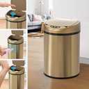 LWADALN Smart Trash Can with Lid Stainless Steel Garbage Can Smart Trash Bin with Automatic Packaging Function, 3.5 Gallon Sensor Waste Bin for Kitchen Bathroom Office,Champagne Gold