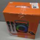 Karaoke Machine, Portable Bluetooth Speaker with 2 Wireless Microphones for Adults & Kids with Lights, Karaoke Microphone with PA System Supports USB/TF/REC/FM/AUX for Home Party Home System Packages (Black)