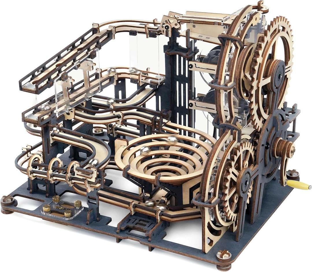 ROBOTIME 3D Puzzles Marble Run - LGA01 Marble Night City Wooden Model to Build - Model Building Kits for Adults 