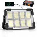 120W Solar Rechargeable Work Light, 144 LED 10000LM Led Work Light with 4 Modes, Portable Flood Light with Stand, IP66 Waterproof Outdoor Working Light for Emergency Mechanic Camping Repair (Black)