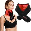Red Light Therapy for Neck and Shoulders, Cordless Neck Heating Pad with Vibration, 660nm & 850nm Dual-Wavelength Light Wrap, Rechargeable Heated Neck Massager Belt for Shoulder, Arm, Knee and Leg
