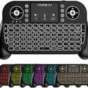 Mini Keyboard with Touchpad-2.4GHz & Bluetooth Dual-Mode,7-Color Backlight, Multimedia Hotkeys, Rechargeable, for Android TV Box, Smart TV, Projector, PS3, PC, Tablet, Windows/iOS/Android