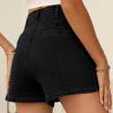 Sidefeel Women's Jean Shorts Button Fly Stretchy High Waisted Summer Outfit Denim Shorts (Black, Size 10)