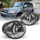 Fog Lights Compatible for Toyota Tundra 2000-2006 Sequoia 2001-2007 with Bulbs 9006 12V 51W Driving Lamps Replacement included Wiring Kit & Switch-1 Pair (Clear Lens)
