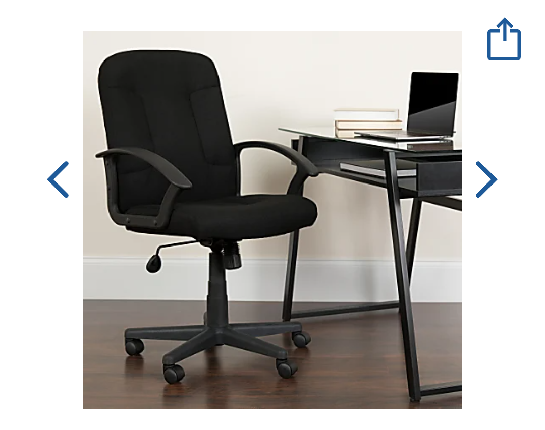 Flash Furniture Fabric Mid-Back Swivel Chair, Black