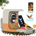 Bird Feeder with Camera, Permanent Free AI Identification of More Than 11,000 Bird Species, 2.5K HD Resolution, Solar Powered Wireless Outdoor Design, App Reminder