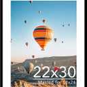JCJMY 22x30 Picture Frame with 18x24 Mat, Display Photo 18x24 with Mat or 22 x 30 Without Mat, Wall Hanging Large 22 by 30 Poster Frame with Plexiglass, Black