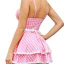 Avidlove Sexy Maid Lingerie for Women Maid Outfit French Maid Costume Babydoll Lingerie Dress Cosplay Lingerie (XX-Large, Pink White Plaid)