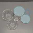 3 Peice Set Of Clear Glass Bowls With Blue Lids Clear Salad Bowls with BAP-Free Lids for Kitchen, Oven Microwave Dishwasher Safe