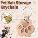 2 x 8PCS Dog Hair Keychain, Pet Fur Keepsake, Cat Paw Print Shaped Leather Keys Holder Memorial Charm Gifts, Animal Lover Storage Chain Purse, Refillable Collection Ornament Remembrance Bag