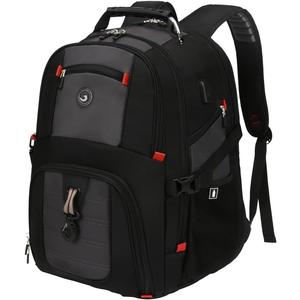 SHRRADOO Extra Large 50L Travel Laptop Backpack with USB Charging Port, College High School Backpack Airline Approved Business Work Bag Fits 17 Inch Computer for Men Women (Grey)