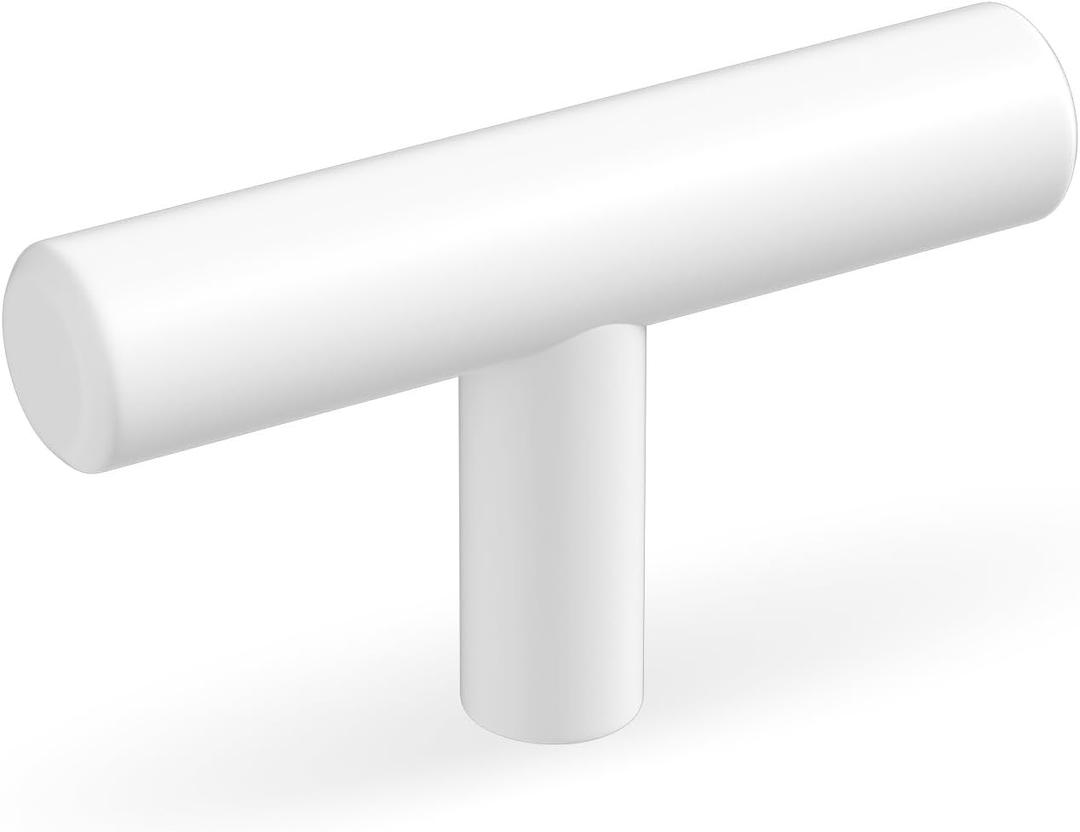 Goldenwarm 10 Pack White Cabinet Handles White Drawer Knobs Kitchen Cabinet Handles Single Hole Pull Hardware 50mm/2in Overall Length for Kitchen Bathroom Cupboard