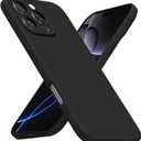 for iPhone 16 Pro Max Phone Case Silicone, Minimalist Ultra Thin Slim Soft Rubber Gel Solid Color Matte TPU Cute Case for Women Men, Girly Plain Aesthetic Design & Camera Cover, Black