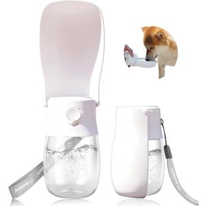 AVELORA Foldable Dog Water Bottle, Portable Water Dispenser for Dog, Cat, Rabbit, Puppy and Small Animals, Dishwasher Safe Pet Accessories for Walking, Hiking, Travel (10oz, White)