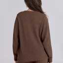 ANRABESS Women's Fuzzy Fleece Pajama Sets 2 Piece Outfits Long Sleeve Top Wide Leg Pants Lounge Matching Set 2025 Fall Winter (Brown, L)