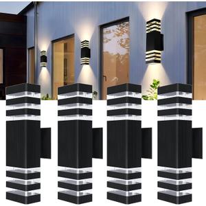 4Pack 15inch LED Up and Down Wall Lights,18W Outdoor Wall Light Aluminum Body 4000K Day White Waterproof IP65 Outside Wall Lights 1800LM Outdoor Wall Mount Lights