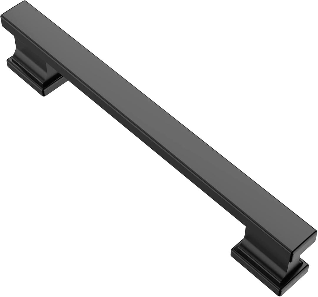 Alzassbg 5 Pack Matte Black Cabinet Pulls, 5 Inch(128mm) Hole Centers Kitchen Cabinet Handles for Cabinets and Drawers AL3061MB