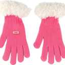 Women's Winter Gloves Touchscreen, Thermal Warm Knit Gloves for Cold Weather, Fur Windproof Cuff