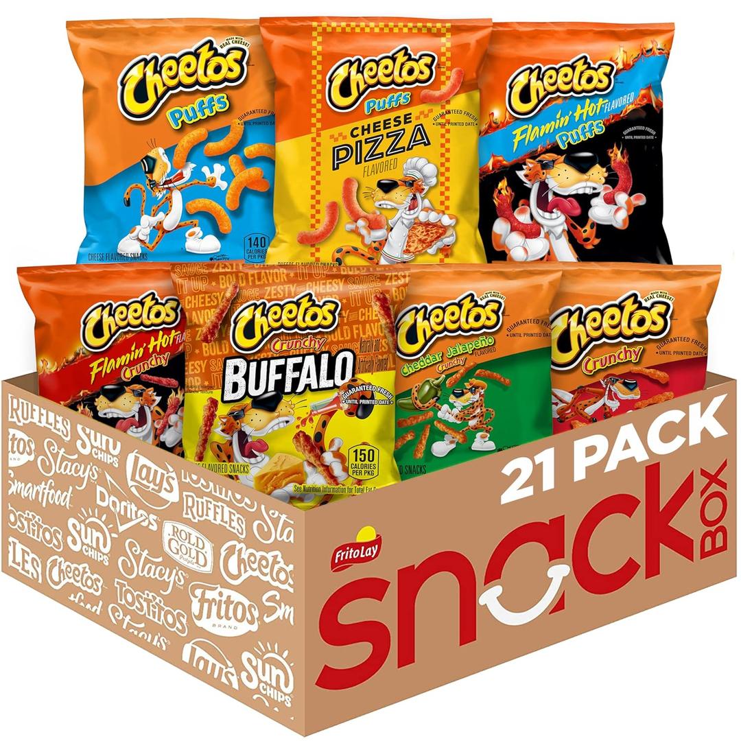 Cheetos Cheese Flavored Snacks Variety Pack of Chips (Pack of 21) Best Before Oct. 21, 2025