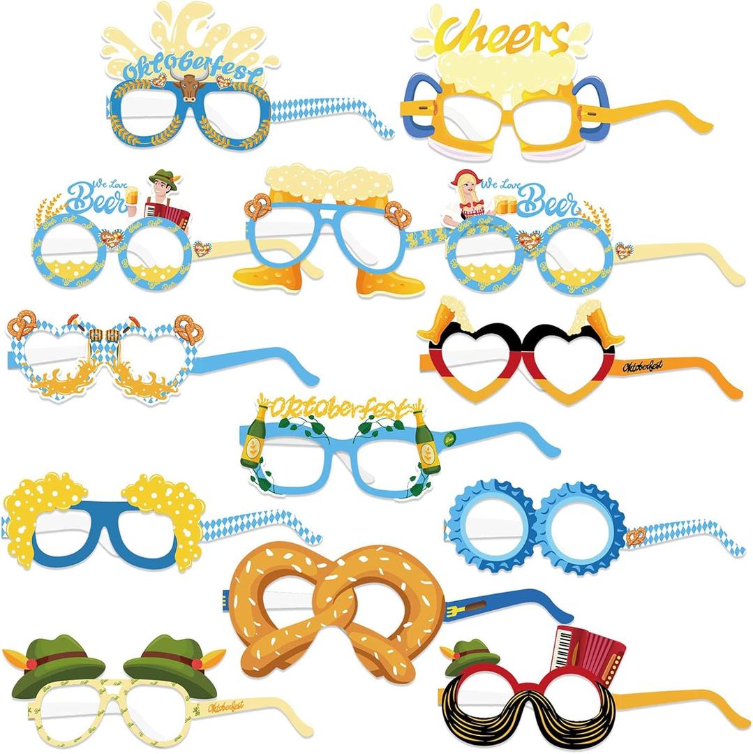 2 x HOWAF 26 Pack Oktoberfest Party Glasses Paper Glasses Funny Oktoberfest Fancy Dress Photo Booth Props for Kids Adults Bavarian German Beer Festival Oktoberfest Party Decoration Favors Supplies