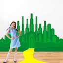 Wizard Green Castle Backdrop Halloween Trunk or Treat Car Decorations Kit Green Castle Cardboard with Yellow Brick Witch Birthday Party Decorations Photography Background