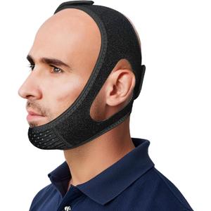 Chin Strap for Sleeping and CPAP Users, Comfortable Jaw Support to Keep Mouth Closed Positioning Nasal Breathing for Men and Women Who Breathe Through The Mouth During Sleep (Black, L-XL)