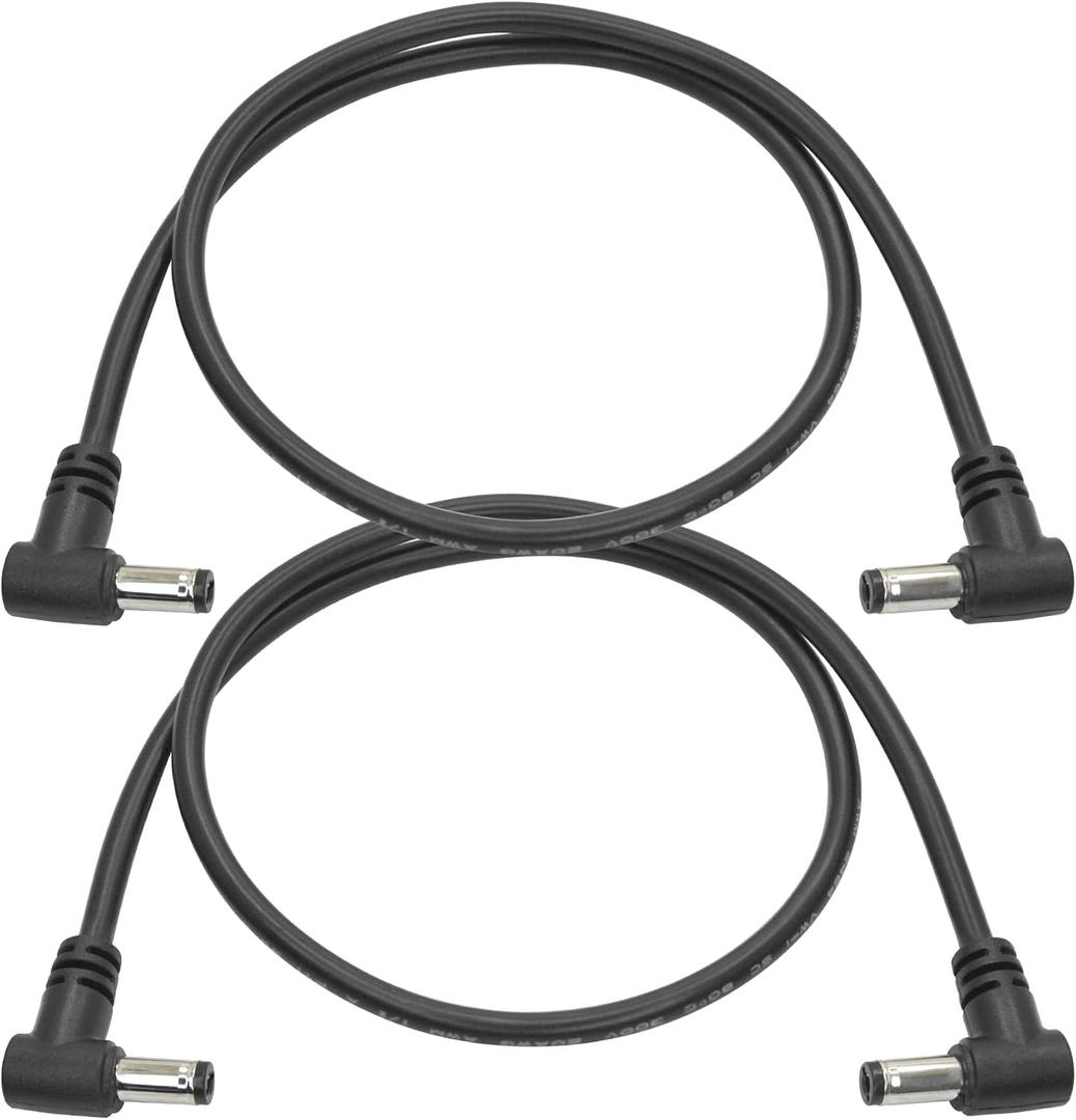2 x 90 Degree 12V DC 5521 Male to Male Extension Cord 1.6FT, Camera Power Cord