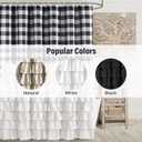 Seasonwood White Ruffle Farmhouse Shower Curtain Set with 12 Hooks 72 X 72inch Black and White Buffalo Plaid Pattern Fabric Shower Curtains with Buttons for Bathroom Bathtubs Decor Accessory