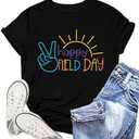 NEWKA Field Day Shirt Women Filed Day Vibes Tshirts for Teacher School Team Buliding Tee Tops S