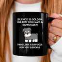 Silence is Golden Unless You Have A Schnauzer Dog Mom Dad Pet Lover Animal Lover Coffee Ceramic Mug (Black, 11 oz)