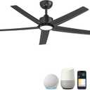 ocioc 52 Inch Smart Ceiling Fan,Modern Ceiling Fans with Lights and Remote,Compatible with Alexa/Google Home/APP,Reversible,Dimmable,3 CCT,Timer,Black Ceiling Fan for Bedroom,Living Room