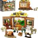 Lumibricks Medieval Troupe Carriage Lighting Building Bricks Set - Middle Ages City Town Playset Multi-Form Modular Collection Display Kit with Minifigures 1248 Pcs for Adults & Teens