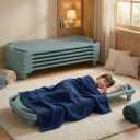 Angeles SpaceLine Daycare Cots for Kids, Kids Toddler Stackable Sleeping Cot for Preschool and Classroom, Standard Size, Set of 4, Teal Green