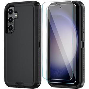 ONOLA Phone Case for Samsung Galaxy S23 FE Case with HD Screen Protector, Heavy Duty Shockproof & Dropproof 3-Layer Cover Phone Case for Galaxy S23 FE 6.4'', WineRedPink