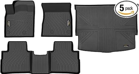 Floor Mats Custom for Nissan Rogue 2021-2024 2025 Trunk Mat with Backrest Mat (NOT for Sport) All Weather TPE Cargo Liner Anti-Slip Full Set for Rogue Accessories (Trunk Mat+Backrest Mats+Floor Mats)