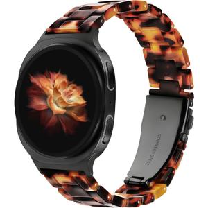 Wearlizer Resin Bands Compatible with Samsung Galaxy Watch 8 Band 40mm 44mm/Galaxy Watch 8 Classic 46mm, Dressy Lightweight Bracelet Strap Accessories for Galaxy Watch8 Women Men (Tortoise)