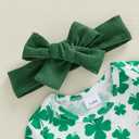 Ayalinggo Valentines Baby Girl Outfit Long Sleeve Romper Onesie Love Heart Overalls Shorts 2Pcs Valentines Day Clothes (3-6 Months, Green St Patricks)