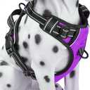 PoyPet No Pull Dog Harness, Reflective Comfortable Vest Harness with Front & Back 2 Leash Attachments and Easy Control Handle Adjustable Soft Padded Pet Vest for Small to Large Dogs (Purple,M)