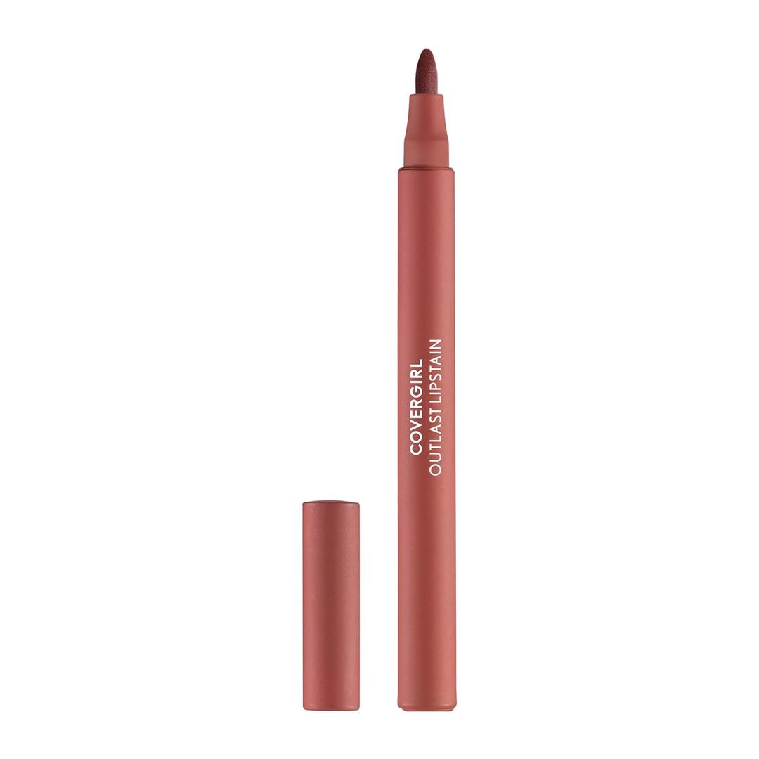 Covergirl Outlast, 65 Natural Blush, Lipstain, Smooth Application, Precise Pen-Like Tip, Transfer-Proof, Satin Stained Finish, Vegan Formula, 0.06oz