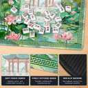 Chinoiserie Mahjong Mat for Table, Traditional Chinese Swallow Lotus Pond Pavilion Landscape 31.5" x 31.5" Non-Slip & Noise Reduction Mahjong Mat for Poker Dominoes Cards & Board Games