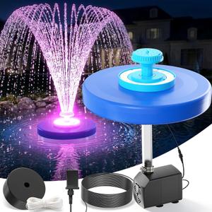 Large Pond Fountain,Floating Pool Fountain with LED Lights,Big Floating Water Fountain Pump,Pond Fountain Aerator with Anchor,Outdoor Pool Water Feature for Pond,Garden (Corded Electric,33FT Cord)
