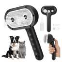 Cat Steam Brush for Grooming and Shedding for Long and Short Hair Pets Deshedding and Hair Removal tool for Dogs & Cats Self Cleaning 4 in 1 Massaging Pet Spray Spritz Defur Comb