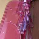 solaround Clear Bookcase, Acrylic Bookcase with Open Bookcase, Console Table for Entrance Office (4 Tiers, Pink)