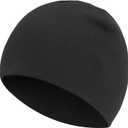 100% Cotton Beanie Hat for Men Women, Cuffless Soft Knit Warm Winter Hats Fisherman Beanies Skull Cap Unisex (Black)
