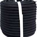 Braided Polyester Arborist Rope (3/8 inch X 100 feet) High Strength Bull Rope for Tree Work Truck Securing Camping Swing, Black