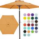 JEAREY 7.5FT Patio Umbrella Market Table Umbrella with 6 Sturdy Ribs, Push Button Tilt/Crank Outdoor Umbrella for Garden, Deck, Backyard, Pool and Beach,Tropical Orange