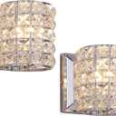 Crystal Wall Sconce Set of Two,Modern Wall Lamp 1 Light Lighting Fixtures with Crystal and Chrome Finish,Wall (2 PACK)