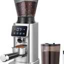 AMZCHEF Coffee Grinder, Burr Coffee Bean Grinder for Home Use with 48 Precise Grind Settings, Detachable Funnel Stand for Espresso, LED Control Panel, Anti-static Design, silver