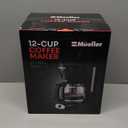 Mueller 12-Cup Drip Coffee Maker - Borosilicate Carafe, Auto-Off, Reusable Filter, Anti-Drip, Keep-Warm Function, Clear Water Level Window Coffee Machine, Kitchen Essentials & Accessories (Black)